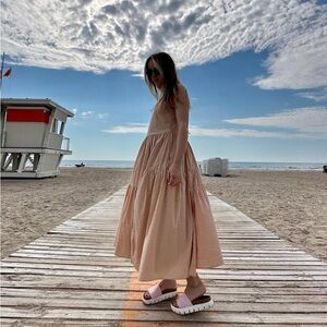 Cuyana Poplin Tier Dress Light Peach Small